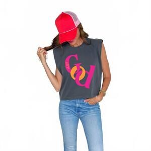 NEW POPPY & PINE just god tank top in grey